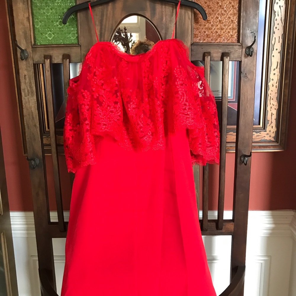 Badgley Mischka Belle Dress Red Strapless NWT